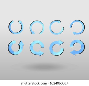 Arrow refresh icon reload sign set with polygonal triangles style. colorful arrow shape in modern polygonal crystal style on white background.