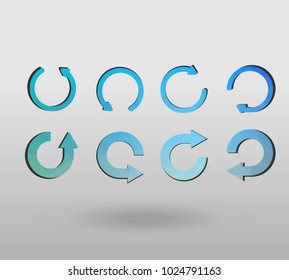 Arrow refresh icon reload sign set with polygonal triangles style. colorful arrow shape in modern polygonal crystal style on white background.