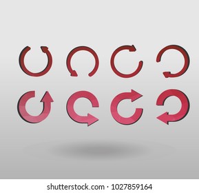 Arrow refresh icon reload sign set with polygonal triangles style. colorful arrow shape in modern polygonal crystal style on white background.