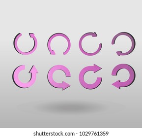 Arrow refresh icon reload sign set with polygonal triangles style. colorful arrow shape in modern polygonal crystal style on white background.