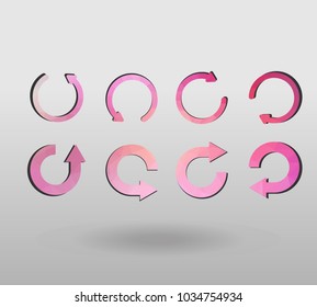 Arrow refresh icon reload sign set with polygonal triangles style. colorful arrow shape in modern polygonal crystal style on white background.