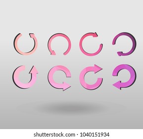 Arrow refresh icon reload sign set with polygonal triangles style. colorful arrow shape in modern polygonal crystal style on white background.