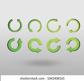 Arrow refresh icon reload sign set with polygonal triangles style. colorful arrow shape in modern polygonal crystal style on white background.