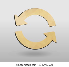 Arrow refresh icon reload sign with polygonal triangles style. colorful arrow shape in modern polygonal crystal style on white background.