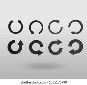 Arrow refresh icon reload sign set with polygonal triangles style. colorful arrow shape in modern polygonal crystal style on white background.