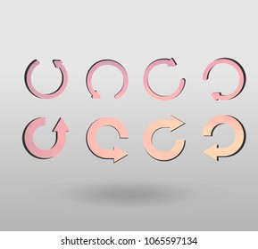 Arrow refresh icon reload sign set with polygonal triangles style. colorful arrow shape in modern polygonal crystal style on white background.