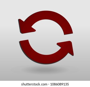 Arrow refresh icon reload sign with polygonal triangles style. colorful arrow shape in modern polygonal crystal style on white background.