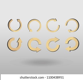 Arrow refresh icon reload sign set with polygonal triangles style. colorful arrow shape in modern polygonal crystal style on white background.