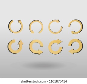 Arrow refresh icon reload sign set with polygonal triangles style. colorful arrow shape in modern polygonal crystal style on white background.