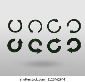 Arrow refresh icon reload sign set with polygonal triangles style. colorful arrow shape in modern polygonal crystal style on white background.