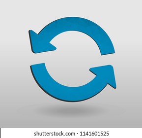 Arrow refresh icon reload sign with polygonal triangles style. colorful arrow shape in modern polygonal crystal style on white background.
