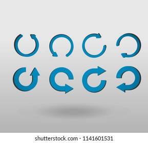 Arrow refresh icon reload sign set with polygonal triangles style. colorful arrow shape in modern polygonal crystal style on white background.