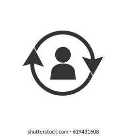 Arrow refresh icon with user