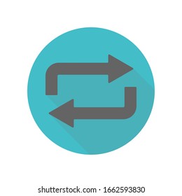Arrow, refresh long shadow icon. Simple glyph, flat vector of arrow icons for ui and ux, website or mobile application