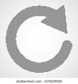 Arrow refresh, reload or rotation in Pixel art design. Vector illustration. Black circle arrow in flat style