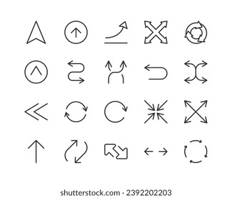 arrow related premium icon set. Vector elements with editable stroke. Isolated on a white background