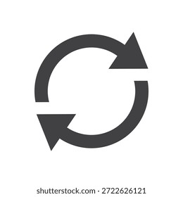 Seta recarregar ou atualizar ícone girar isolado design de estilo plano no fundo branco.
