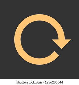 Arrow reload, refresh, rotation, repetition, reset sign. Colored icon on gray background created in 2D flat style. This design graphic element is saved as a vector illustration in EPS file format