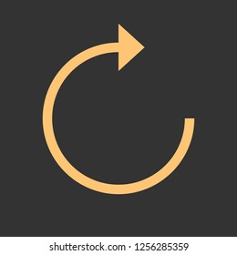 Arrow reload, refresh, rotation, repetition, reset sign. Colored icon on gray background created in 2D flat style. This design graphic element is saved as a vector illustration in EPS file format
