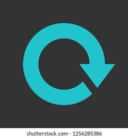 Arrow reload, refresh, rotation, repetition, reset sign. Colored icon on gray background created in 2D flat style. This design graphic element is saved as a vector illustration in EPS file format