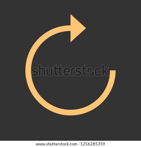 Arrow reload, refresh, rotation, repetition, reset sign. Colored icon on gray background created in 2D flat style. This design graphic element is saved as a vector illustration in EPS file format