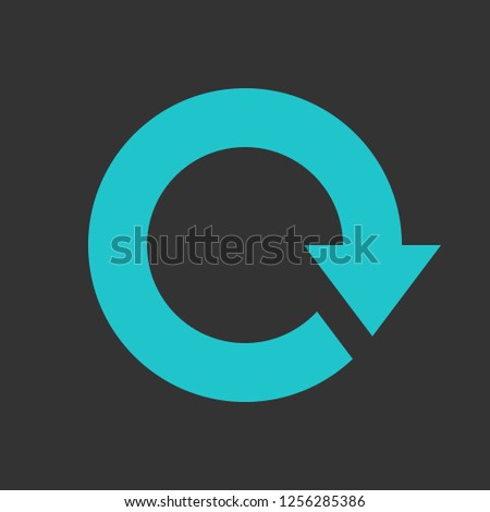 Arrow reload, refresh, rotation, repetition, reset sign. Colored icon on gray background created in 2D flat style. This design graphic element is saved as a vector illustration in EPS file format