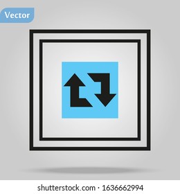 Arrow reload, rotate, refresh, repeat sign on rounded square glossy icon web internet button and color reflection on gray background. Vector illustration web design element eps10