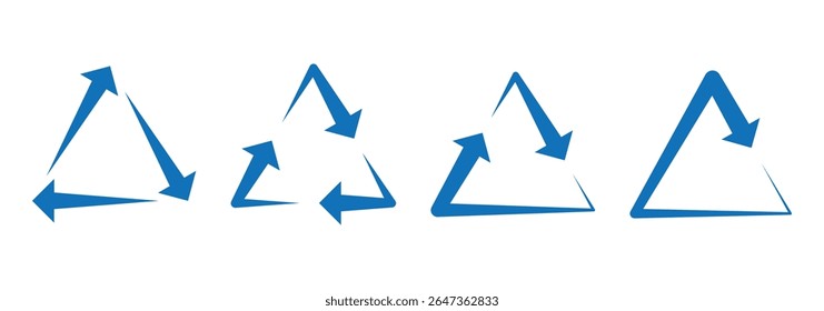 Arrow reload sign. Recycle symbol. Interconnecting round arrow vector icons set. Recycle, repeat, refresh icon. Vector illustration.