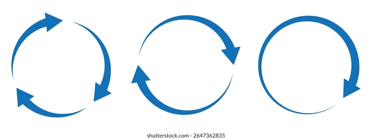 Arrow reload sign. Recycle symbol. Interconnecting round arrow vector icons set. Recycle, repeat, refresh icon. Vector illustration.