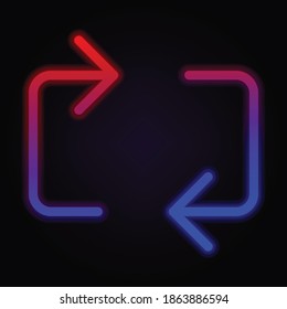 Pfeil, Neonsymbol auf dunklem Hintergrund