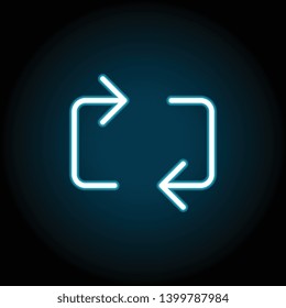 arrow, repeat neon icon. Simple thin line, outline vector of Arrow icons for UI and UX, website or mobile application on dark blue gradient background