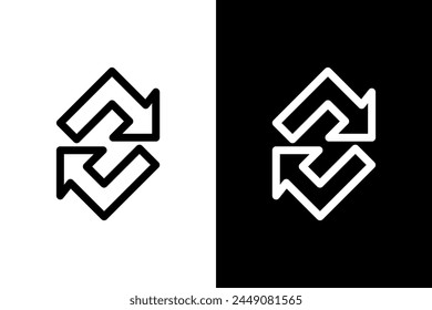 arrow replace white black outline icon