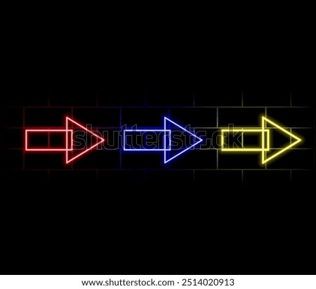 arrow, reply, undo neon icon set. Set of red, blue, yellow neon vector icon.