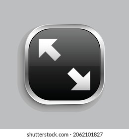 arrow resize icon design. Glossy Button style rounded rectangle isolated on gray background.. Vector illustration