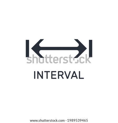 Arrow with restrictions. Time interval or size. Vector linear icon isolated on white background.