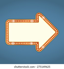 Arrow with retro lights, vector eps10 illustration