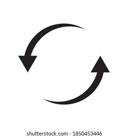 Arrow return black web icon flat on white background vector template illustration.