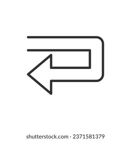 Flecha hacia atrás, icono lineal. Línea con trazo editable