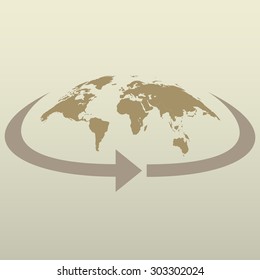 arrow revolves around the Earth. full rotation of the earth