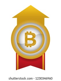 arrow and ribbon with bitcoin