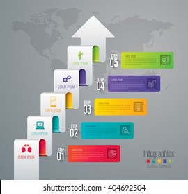 Arrow ribbon infographic design vector and marketing icons can be used for workflow layout, diagram, annual report, web design. Business concept with 5 options, steps or processes.
