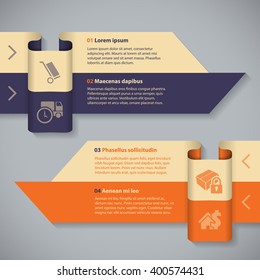 Arrow ribbon infographic template with 4 options and details 