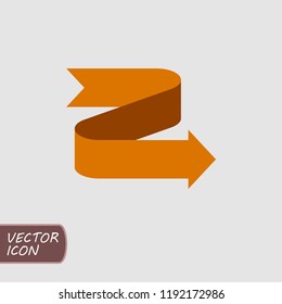 Arrow ribbon in yellow color vector icon.