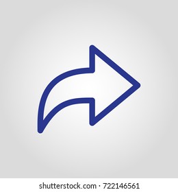 Arrow to the right , back or share isolated flat vector icon for