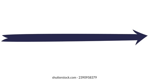Arrow Right Black Icon in Flat Hand Drawn Doodle Style. Vector Sign on White Backdrop.