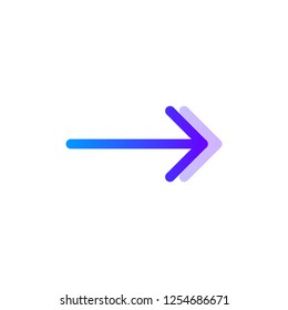 Arrow right blue purple gradient icon, pointer symbol