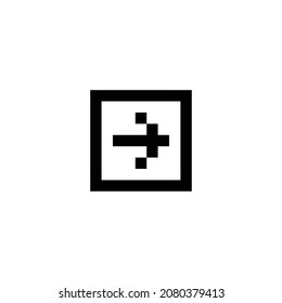 arrow right box pixel perfect icon design. Flat style design isolated on white background. Vector illustration
