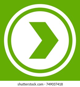 Arrow to right in circle icon white isolated on green background. Vector illustration