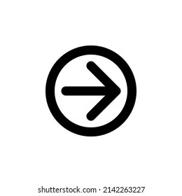Arrow to the right in circle, simple web or mobile interface vector icon