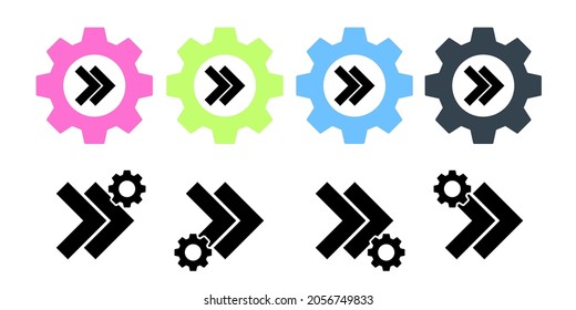 Pfeil, rechts, Doppelpunkt, Rückwind Vektorsymbol in der Gangsetgrafik für ux und ux, Website oder mobile Anwendung